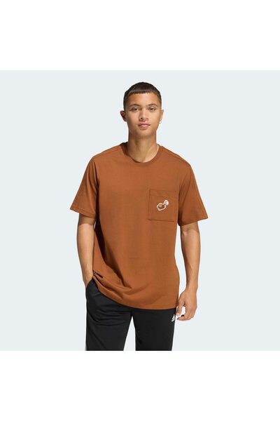 adidas تي شيرت بني للرجال من Coffee Cafe Hoop Graphic (KB4842)