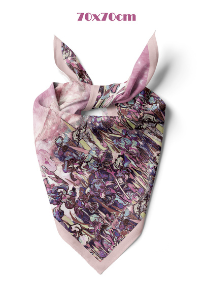 tuaipek Süsen Bahçesi Pudra Desen 70*70cm Bandana/Fular