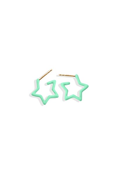 PETIT-ATELlER Female Enamel Open Star Outline Stud Earring Gold Pin Colorful ...