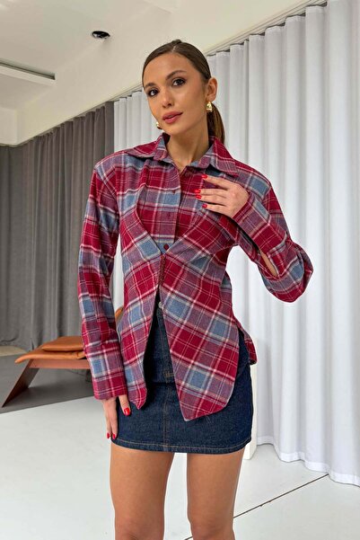 Mine Tan Butik Γυναικείο πουκάμισο με καρό σχέδιο και λεπτομέρεια δεσίματος -...