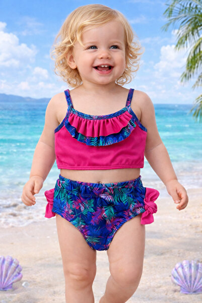 mini kanka  "Χαριτωμένο βρεφικό μπικίνι με βολάν για κορίτσια – Σετ μαγιό 2 τ...