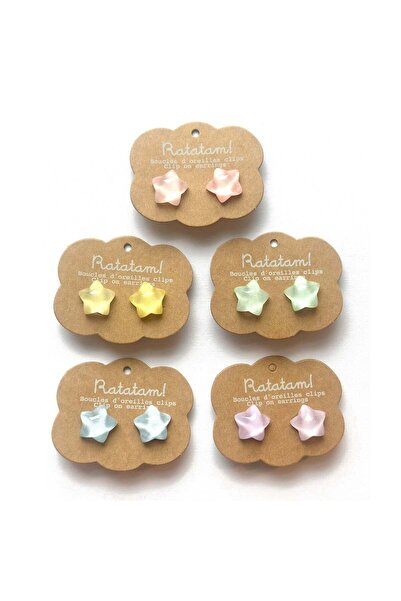 PETIT-ATELlER Female Acrylic Translucent Star Clip On Earring Cute Pastel Col...