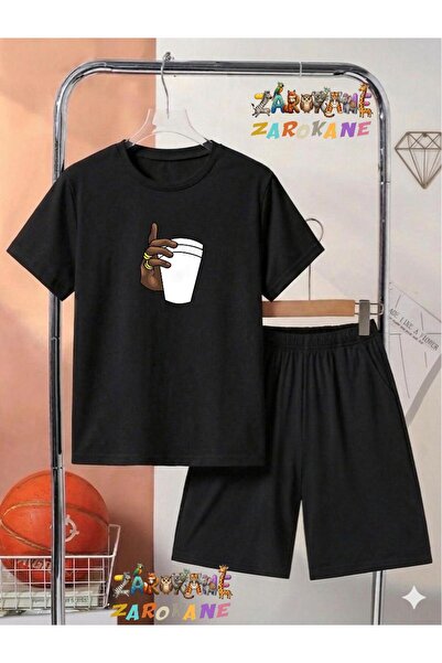 ZAROKANE Cup Printed Top and Shorts/T-Shirt Summer Children's Two-Piece Set