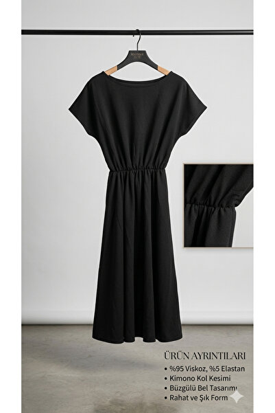 Sublime Butik Rochie de damă neagră, cu gât larg și mâneci liliac, detaliată,...