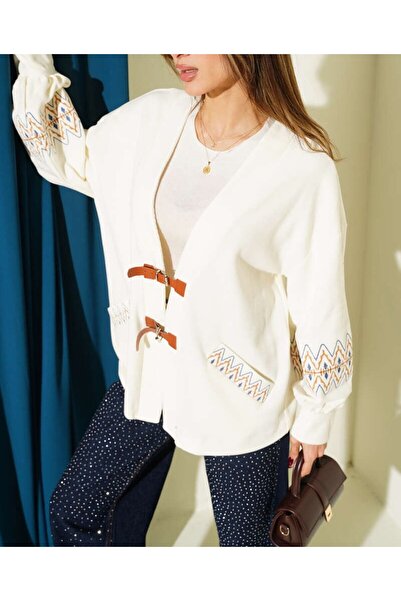 Lavanta Tekstil Ζακέτα με κέντημα και κορδόνια