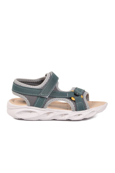 Cool Petrol Mavisi Cırtlı Işıklı Hafif Unisex Çocuk Sandalet Sage F