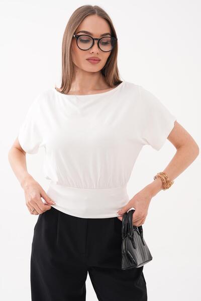 ŞİMAL Дамска блуза с къс ръкав и лодка-образно деколте 260484