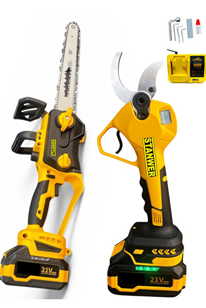 STANWER PRO AKÜLÜ 26 CM TESTERE + 50 MM DAL BUDAMA MAKASI 2X AKÜ
