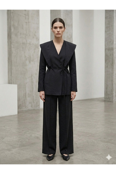 inmuse Premium Series High-Waisted Palazzo Pants and Belted Jacket Set