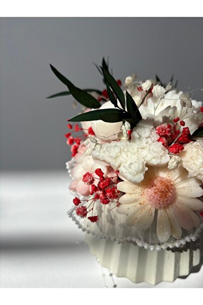 AS HOME STYLE Aranjament decorativ din ceară de soia – lumânare handmade cu flori, cadou elegant, decor romantic