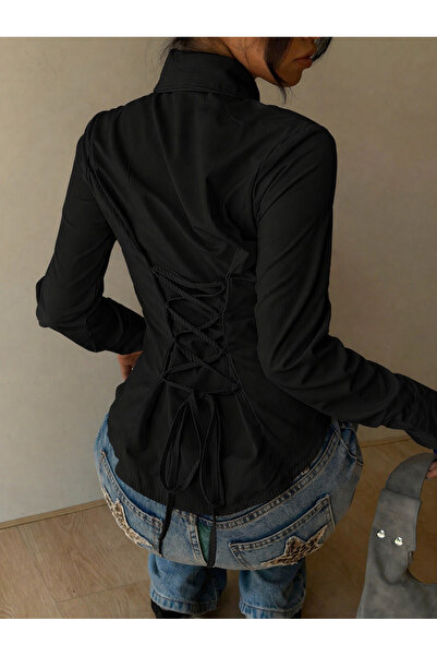 COOL TARZ Γυναικείο πουκάμισο με κορδόνια στην πλάτη, λεπτομερές, κομψό και σ...