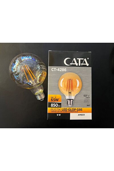Cata 9 WATT AMBER IŞIK 2700 KELVİN AMBER CAM 850 LÜMEN G95 RUSTİK LED AMPÜL