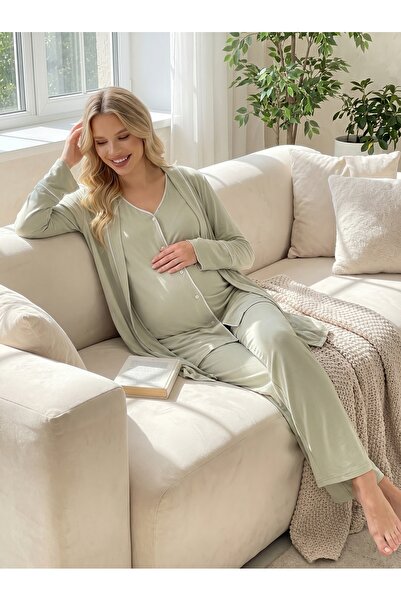 Lohusa Homewear Νέα σεζόν Πράσινο Μέντα Καλοκαιρινό Σετ Πιτζάμες Εγκυμοσύνης ...