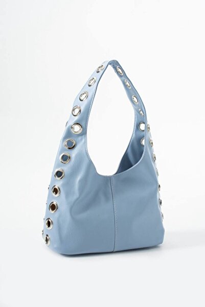 H&D COLLECTİON Γυναικεία τσάντα χειρός και ώμου με λεπτομέρεια από ασημί ύφασμα