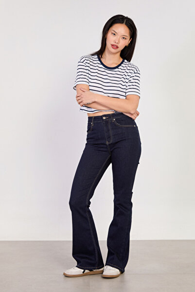 BARRELS AND OIL Γυναικείο Ισπανικό Παντελόνι Τζιν με φαρδιά μπατζάκια - Ναυτι...