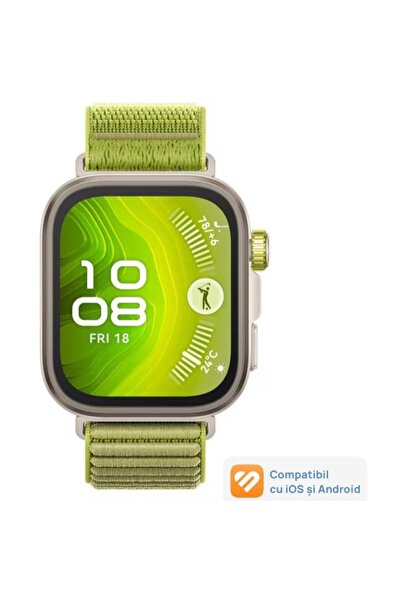 Huawei Έξυπνο ρολόι Watch Fit 4 Pro, Κάσα από τιτάνιο με πράσινο υφαντό λουράκι