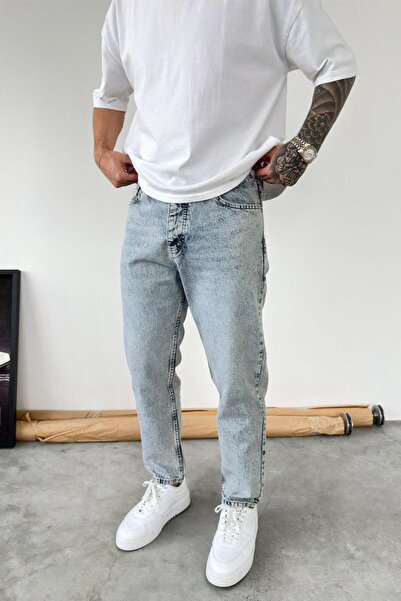 HAFKAGİYİM Αντικέ Μπλε Μαλακό Παντελόνι Boyfriend με Ντεγκραντέ Εφέ