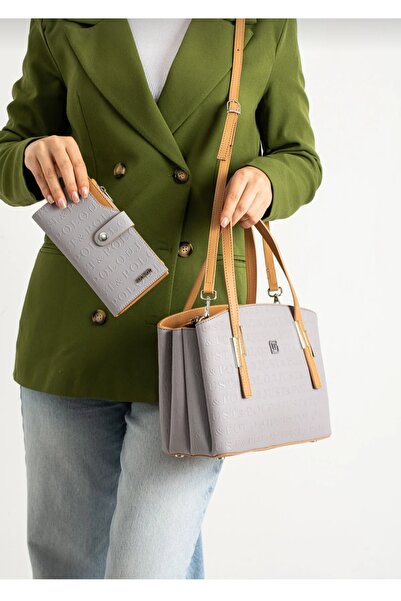 ÇANTAM GELSİN JUST POLO Γυναικεία τσάντα με σχέδιο και πορτοφόλι σετ Tm2136 (...