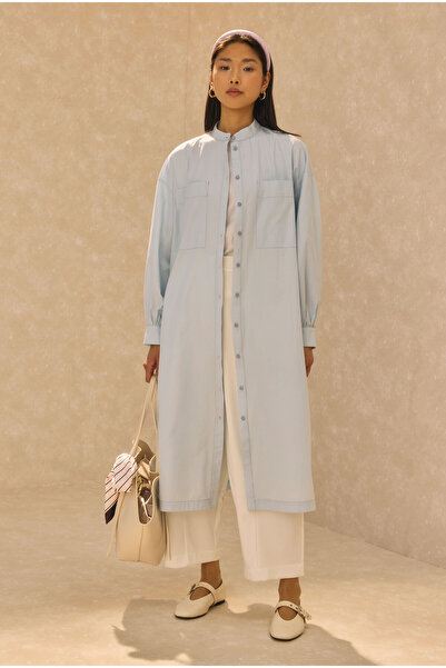 HEQA Hakim Collar Long Tunic Ice Blue