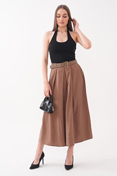ŞİMAL Γυναικεία Ζώνη με Λεπτομέρεια Πλισέ Μακριά Φούστα 260499