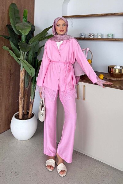 Şulemoda Giyim Σετ δαντέλας τιρκουάζ ροζ