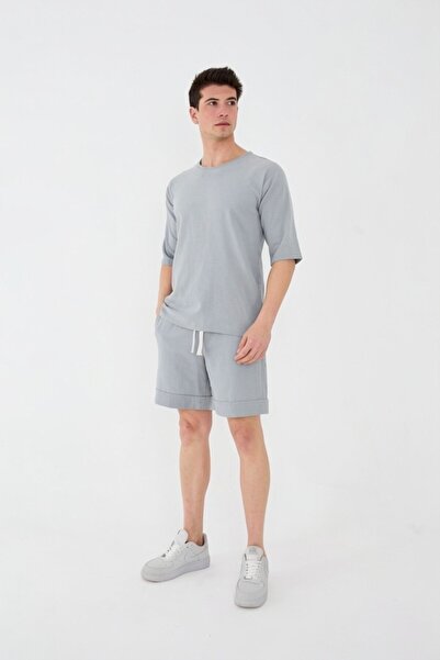 RELAXL Σετ 2 τεμαχίων: 100% βαμβακερό μπλουζάκι με λαιμόκοψη σε ανοιχτό γκρι ...