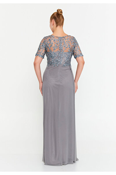 sachin and babi light blue dress Kiyonna Plus Size Evania Metallic Evening Gown