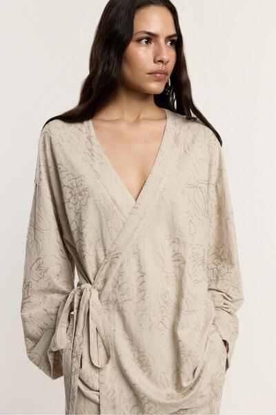 LEFTIES İşlemeli kimono