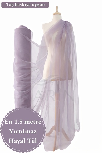 Narin Kumaş Evi Yırtılmaz Hayal Tül Premium Pastel Lila - Abiye, Düğün, Nişan...