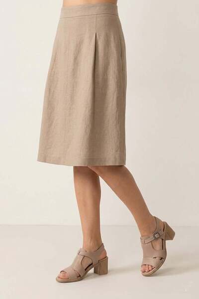 Ayakkabı Fuarı Elit KOC2202 Γυναικεία πέδιλα με τακούνι από γνήσιο δέρμα μπεζ