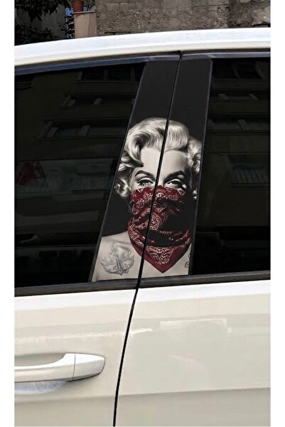 NET REKLAM Maskeli Marilyn Monroe Araba Kapı Direği Sticker | Modern Araç Aks...