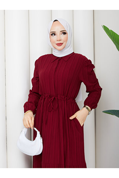 TOKARİS TEKSTİL Γυναικείο φόρεμα τουνίλ με γιακά και κουμπιά