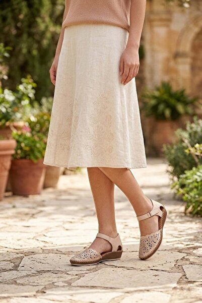 Beety 26BY67.26019C Γυναικεία φλατ σανδάλια από γνήσιο δέρμα μπεζ