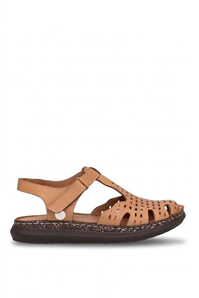 Mammamia D26YS-2750 Γυναικεία φλατ σανδάλια από γνήσιο δέρμα καφέ