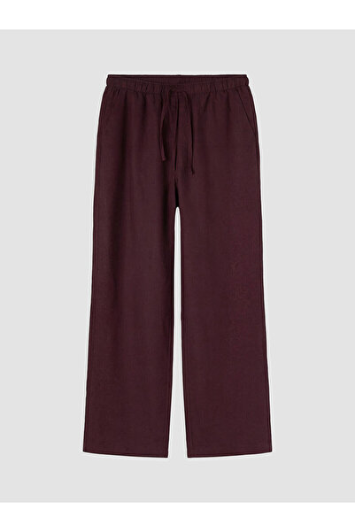 LC Waikiki Nevavm Women's Linen Trousers with Elastic Waist
