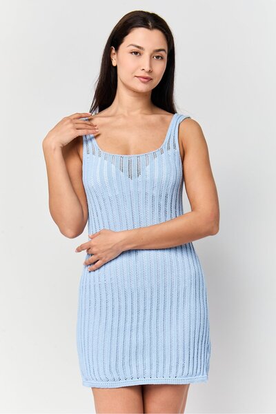 Don't Call Me Jennyfer Women Knitted Mini Dress, Blue