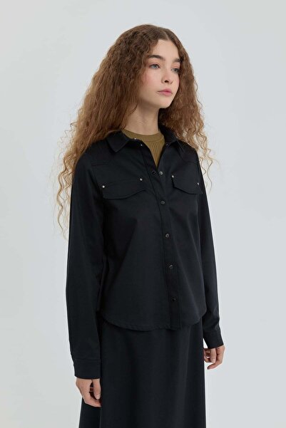 Nihan Pocket Detailed Shirt Navy Blue