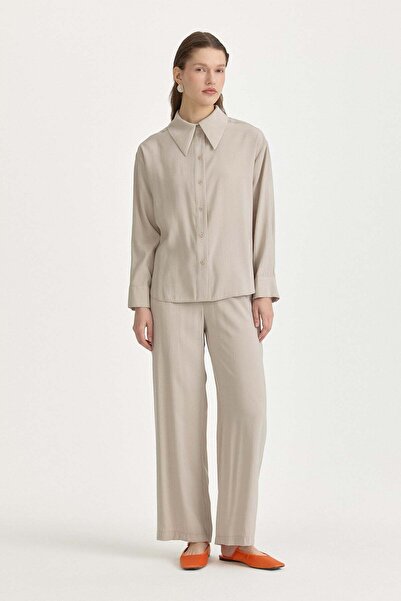 Nihan Low Sleeve Basic Modal Shirt Stone