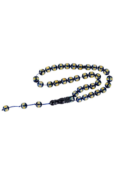 OEMS Natural Amber Misbaha – Blue over Yellow Color