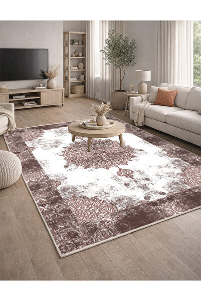 Lioara Home Klasik Modern Dijital Baskı Halı | Yıkanabilir Kaymaz Taban Salon...