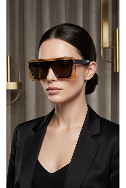 SADEN Kora Futuristic Orange Oversized Unisex Sunglasses – Uv400 Full Protection