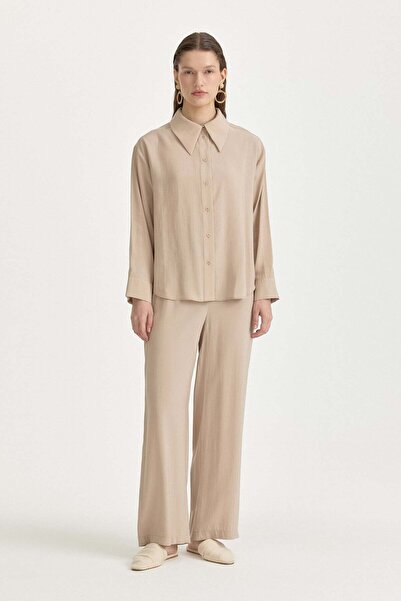 Nihan Low Sleeve Basic Modal Shirt Mink