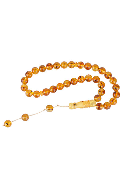 OEMS Natural Amber Tasbih 33 Beads – 8mm with Natural Plant Inclusions