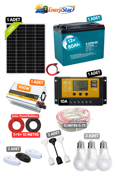 EnerjiStar Güneş enerji sistemi karavan hobi bahçesi konteyner evler için 80a...