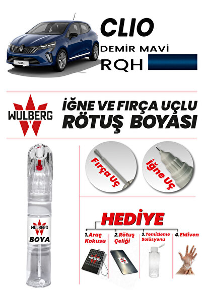Wulberg Renault Clio Demir Mavi RQH Rötuş Boya 25 ml İğne & Fırça Uçlu Kalıcı...