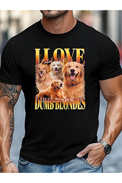 yiou trendy clothing أنا أحب تي شيرت رجالي مطبوع عليه Golden Retriever