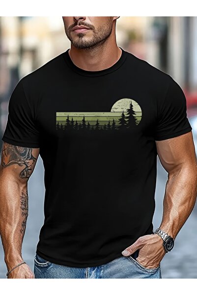 yiou trendy clothing تي شيرت رجالي بتصميم طبيعي مستوحى من الغابات