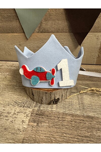 Feriatolye Airplane Concept Blue 1 Year Old Party Crown
