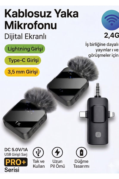 Nivego Yüksek Kalite 3 In 1 Kablosuz Taşınabilir Youtuber Yaka Mikrofonu Tüyl...
