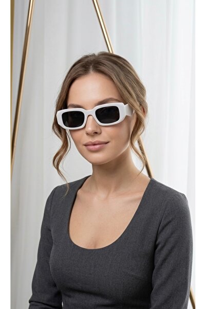 SADEN Sola Women's White Retro Sunglasses – Thick Frame Square Model, Uv400 P...